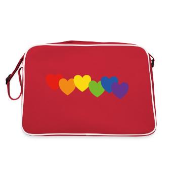Coeurs couleurs arc-en-ciel - Sac Retro - rouge/blanc - Dos