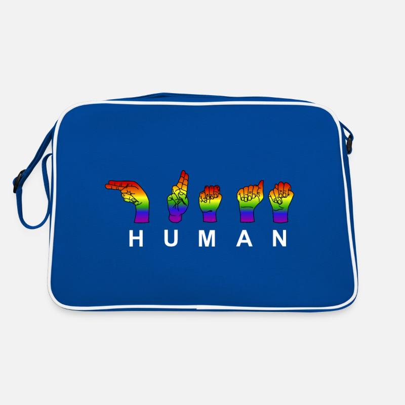 Show your PRIDE. HUMAN - RESPECT - Handzeichen Retro Tasche