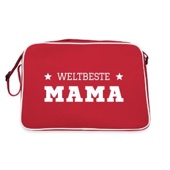 Weltbeste Mama - Retro Tasche - Rot/Weiß - Hinten