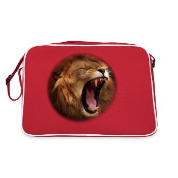 Lion en couleur rugissant et agressif rond - Sac Retro - rouge/blanc - Dos