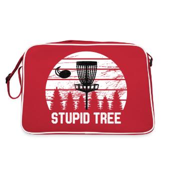 Disc Golf dummbaum Vintage Tee Frisbee lustig - Retro Tasche - Rot/Weiß - Hinten