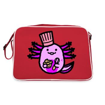 Mignon rose violet mangeant de l’axolotl avec chapeau - Sac Retro - rouge/blanc - Dos