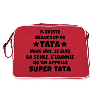 l unique super tata / cadeau humour tata - Sac Retro - rouge/blanc - Dos