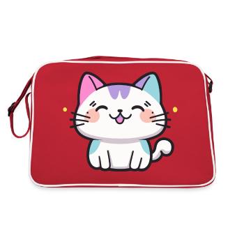 Cute happy cat - Retro Bag - red/white - Back