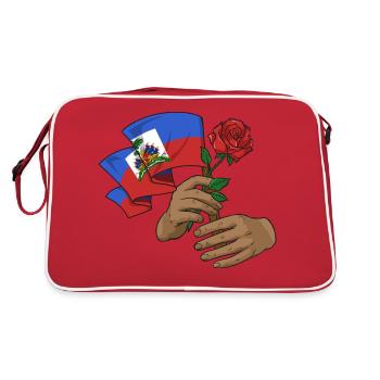 Haïti Drapeau Haïtien Rose à Main I Cadeau - Sac Retro - rouge/blanc - Dos