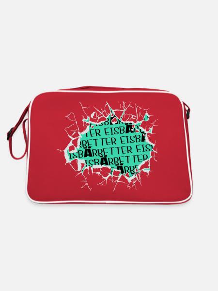 freundlich eisberg veganerin gegen tierquälerei - Retro Tasche - Rot/Weiß - Hinten