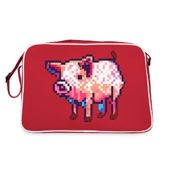 Cochon 8 bits dans un graphique rétro en pixels - Sac Retro - rouge/blanc - Dos