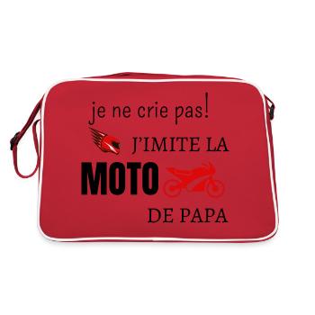 Je ne crie pas j’imite la moto de papa - Sac Retro - rouge/blanc - Dos