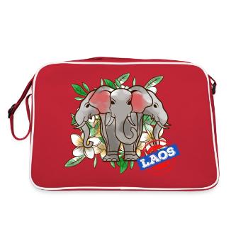 Laos Lao Laotian Flag Elephant Lao I Cadeau - Sac Retro - rouge/blanc - Dos