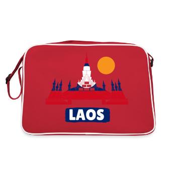 Laos Laote Laoten Flagge Elefant Lao I Geschenk - Retro Tasche - Rot/Weiß - Hinten