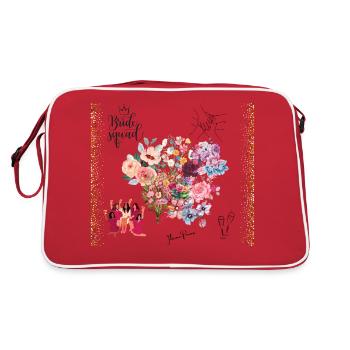 Junggesellinnenabschied - Flower Power Bride Squad - Retro Tasche - Rot/Weiß - Hinten