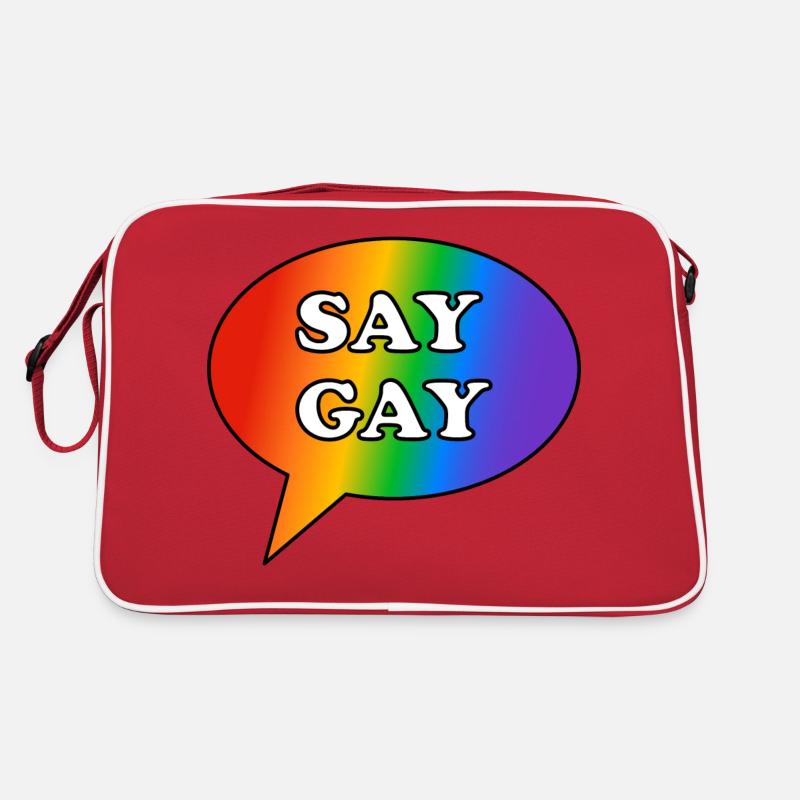 Say Gay Rainbow Speech Bubble Retro Bag