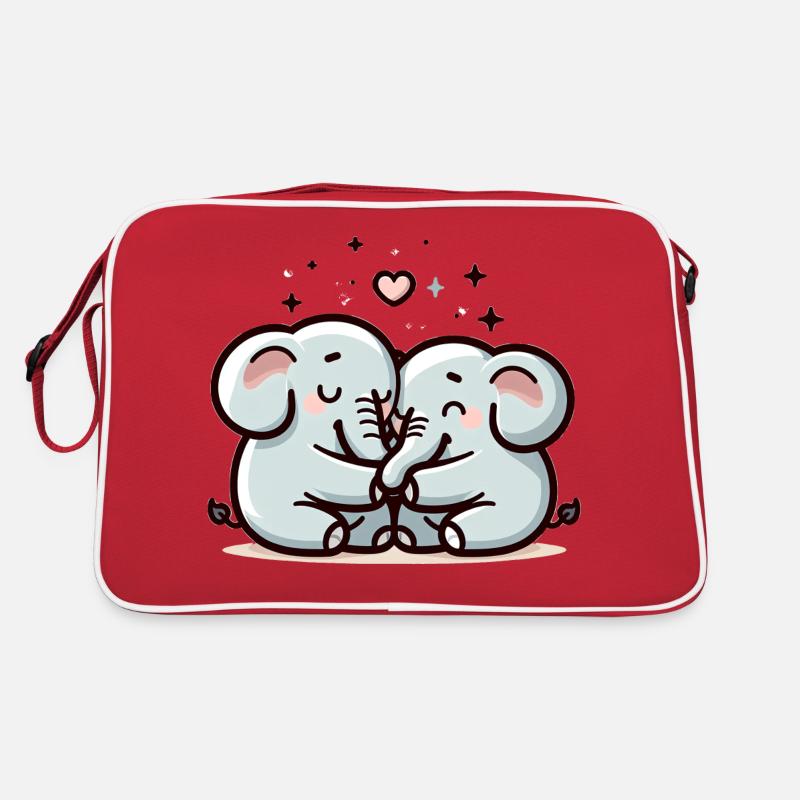 Two Elephants In Love Retro Bag