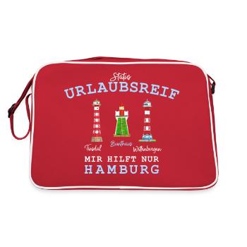 Hamburg, Urlaubsreif Leuchttürme, Deutschland - Retro Tasche - Rot/Weiß - Hinten