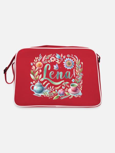 Lena Nom Prénom Aquarelle - Sac Retro - rouge/blanc - Dos