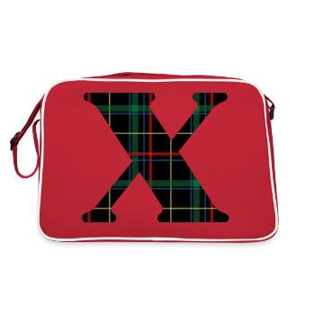 Monogram x Scottish tartan - Retro Bag - red/white - Back
