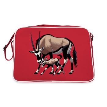 Antilope oryx avec jeune - Sac Retro - rouge/blanc - Dos