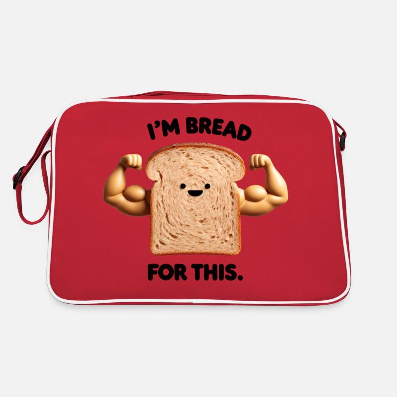 Funny bread design "I'm BREADFOR THIS". Retro Bag