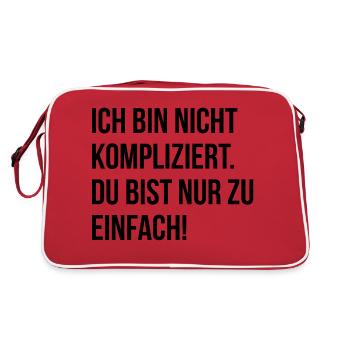 Ich bin nicht kompliziert. Du bist nur zu einfach! - Retro Tasche - Rot/Weiß - Hinten