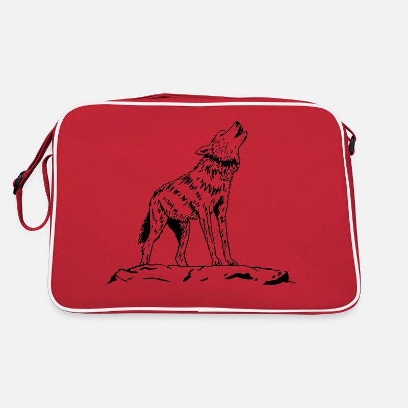 Heulender Wolf Retro Tasche
