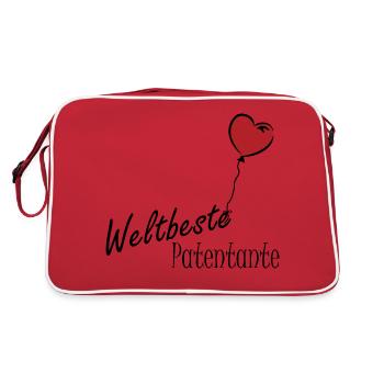 Weltbeste Patentante - Retro Tasche - Rot/Weiß - Hinten
