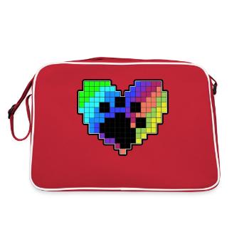 Coeur de pixel avec une patte - Sac Retro - rouge/blanc - Dos