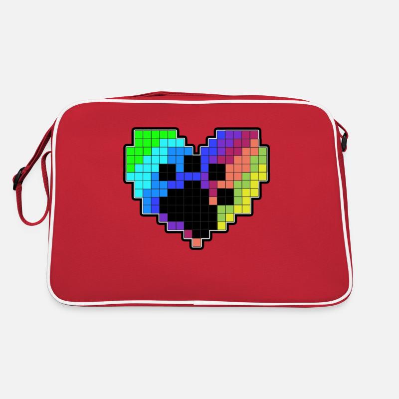 Coeur de pixel avec une patte - Sac Retro - rouge/blanc