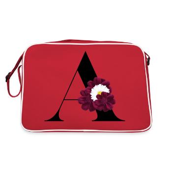 letter A flowered - Retro Bag - red/white - Back