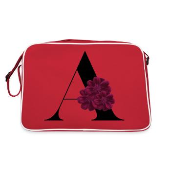 letter A flowered - Retro Bag - red/white - Back
