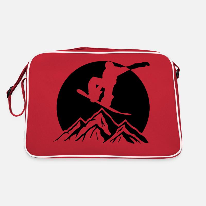 Snowboard Snowboarder - Retro Tasche - Rot/Weiß
