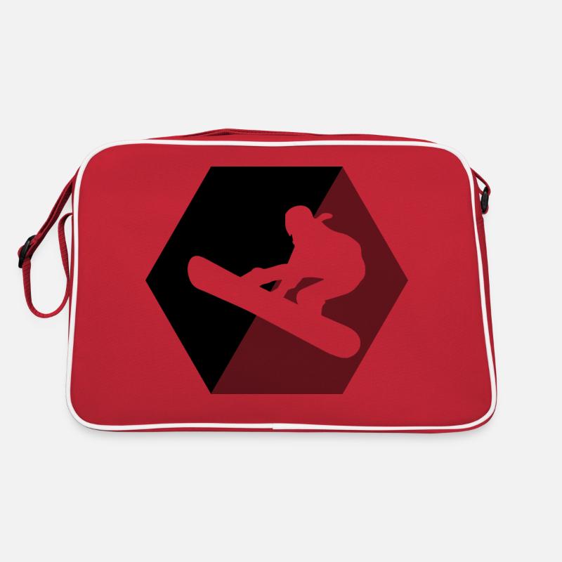 Snowboard Snowboarder - Retro Tasche - Rot/Weiß
