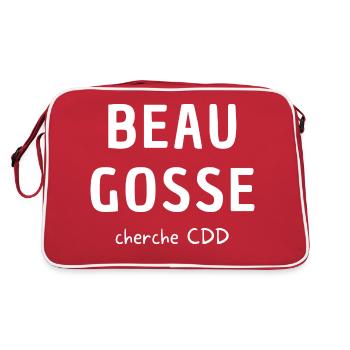 Beau Gosse cherche cdi Citation humour drôle fun - Sac Retro - rouge/blanc - Dos