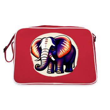Little Elephant Cartoon Cute Love Adventure 2 - Retro Bag - red/white - Back