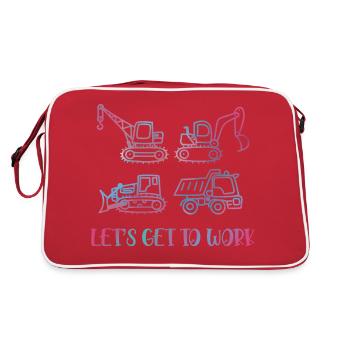 Excavator Construction Site Construction Worker Girl I Gift - Retro Bag - red/white - Back