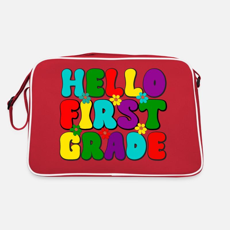 Hello first grade, Schule, Einschulung Schulstart Retro Tasche