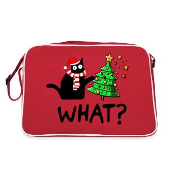 Naughty Cat Christmas Tree Cat Mom Gift - Retro Bag - red/white - Back