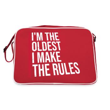 I'm The Oldest I Make The Rules Geschwister Witz - Retro Tasche - Rot/Weiß - Hinten