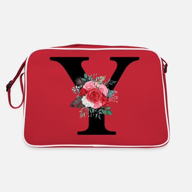 Roter floraler Y-Buchstabe Retro Tasche