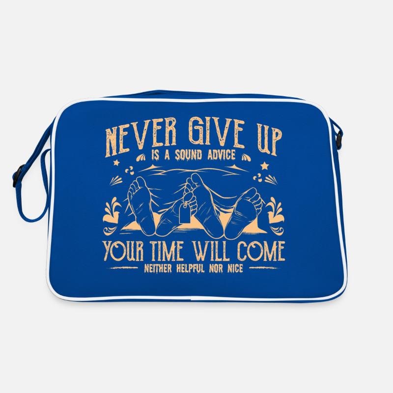 Never give up - Never give up - funny rhyme Retro Bag