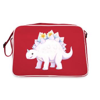 Dinosaure violet fantaisiste avec des marguerites - Sac Retro - rouge/blanc - Dos
