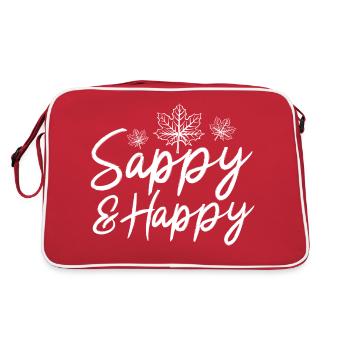 sappy and happy Design for a lover of maple tree - Retro Tasche - Rot/Weiß - Hinten
