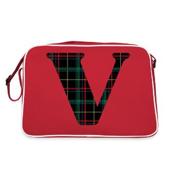 Monogram v scottish tartan - Retro Bag - red/white - Back
