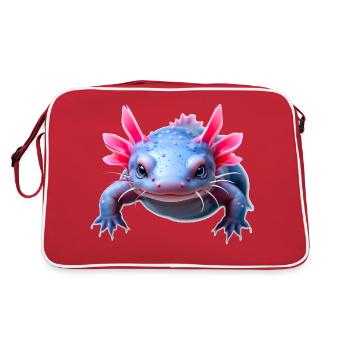 Axolotl aquatic pink highlights gentle amphibian - Retro Tasche - Rot/Weiß - Hinten