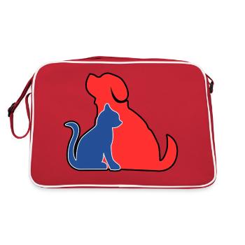 Chien et chat bleu rouge. - Sac Retro - rouge/blanc - Dos