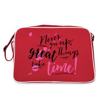 Never give up - Retro Tasche - Rot/Weiß - Hinten