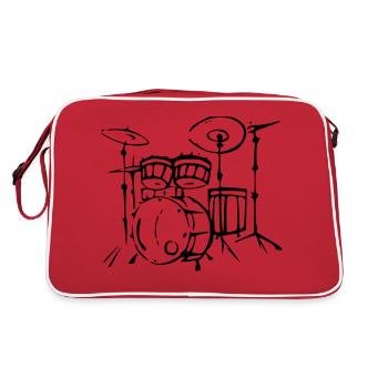 batterie - tambours - Sac Retro - rouge/blanc - Dos