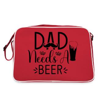 Dad Needs A Beer - Retro Tasche - Rot/Weiß - Hinten