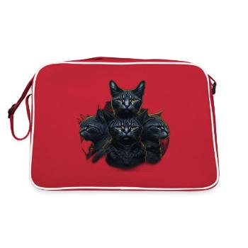 Trendige Katzen - Retro Tasche - Rot/Weiß - Hinten