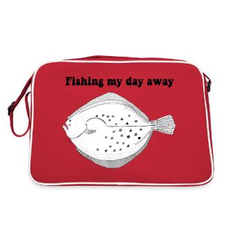 Angeln meinen Tag weg - Retro Tasche - Rot/Weiß - Hinten