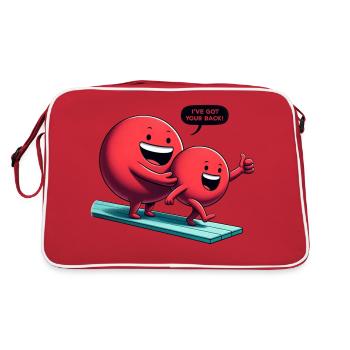 Immer unterstützendes Duo auf dem Sprungbrett - Retro Tasche - Rot/Weiß - Hinten